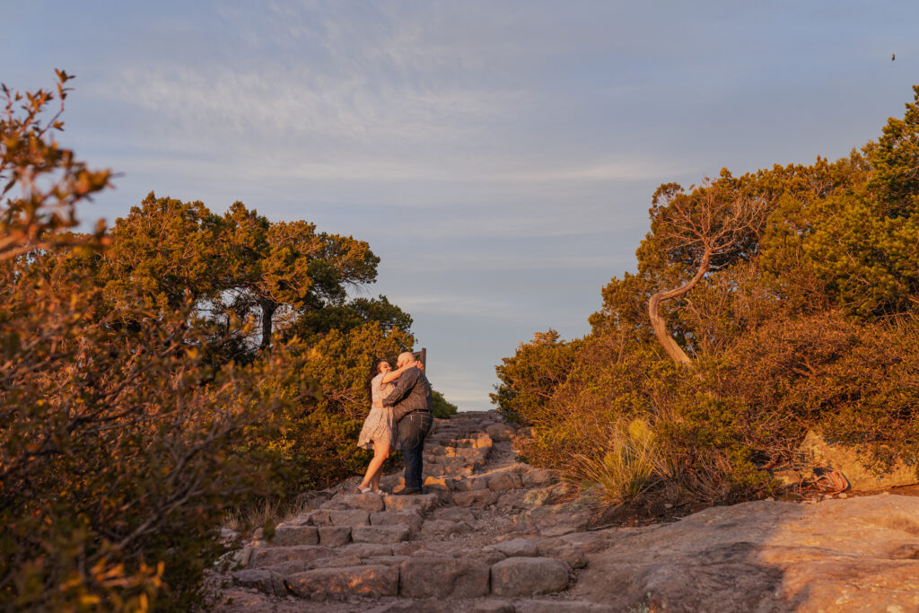 Chiricahua Mountains engagement session location in Willcox Arizona at sunset
