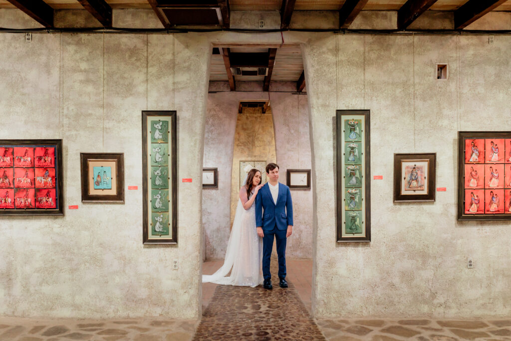 DeGrazia Gallery Tucson wedding with Southwest art backdrop