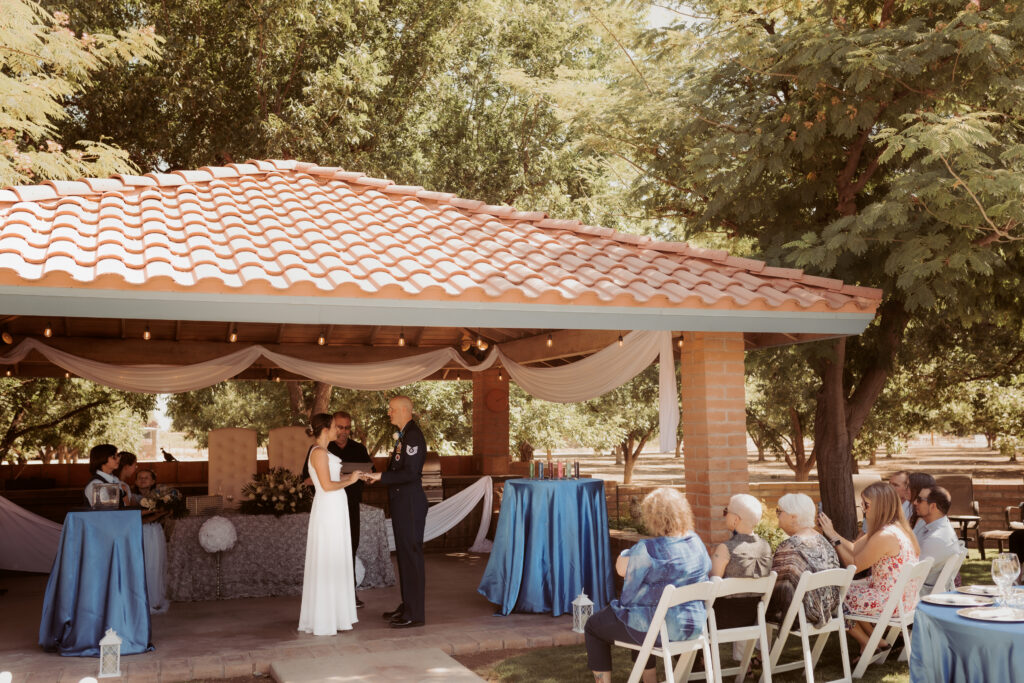 Wedding ceremony at Lee's Pecan Farm in Willcox Arizona