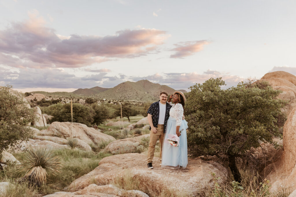 Dragoon Arizona photographer engagement session at Triangle T Ranch with Texas Canyon boulders