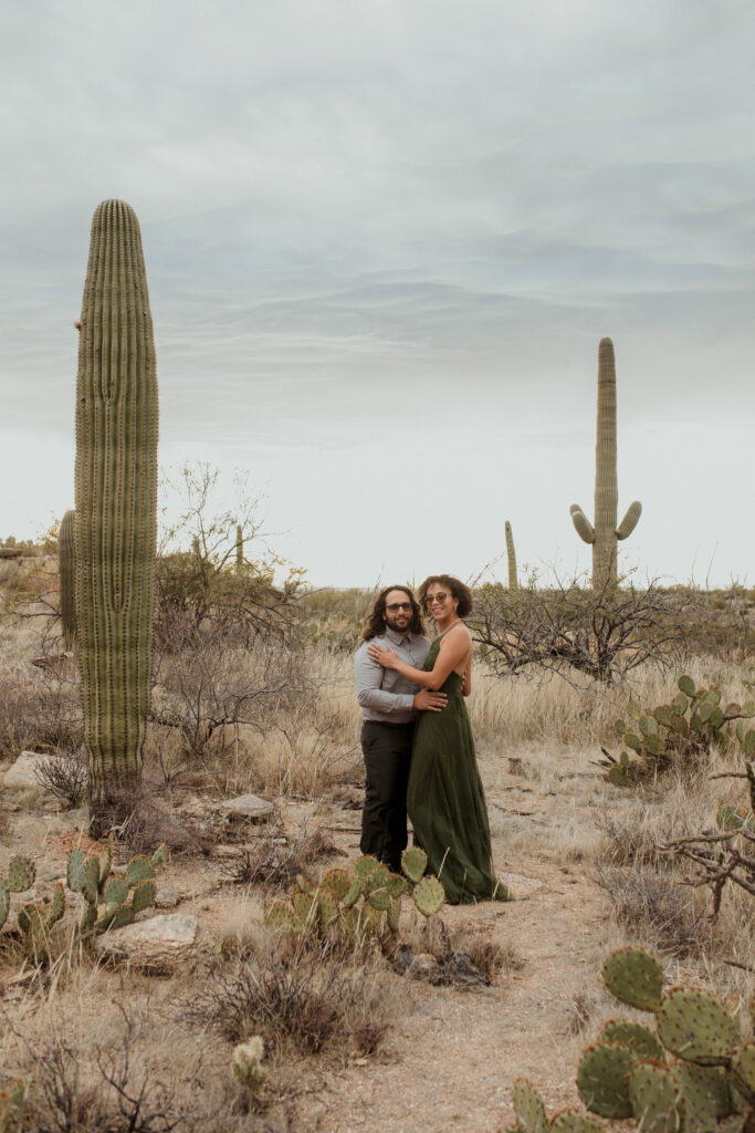 Tucson engagement photographer couple portraits desert